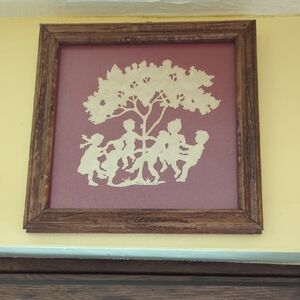 Framed Art with Children Silhouette